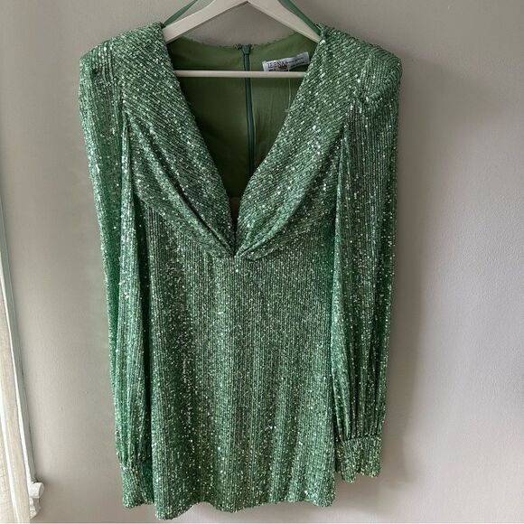 Mac Duggal Sequin Blouson Sleeve Dress - Picture 3 of 9